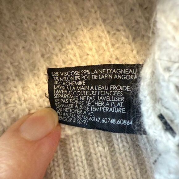 Club Monaco Heather Gray Cashmere/Lambswool Blend Waffle Knit Hooded Sweater SzM - Picture 6 of 12